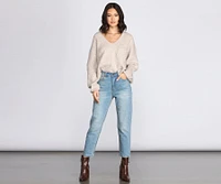 Oversized V Neck Pullover Sweater