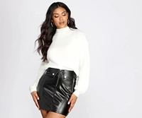 Eyelash Knit Mock Neck Sweater