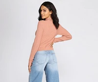 Basic Ribbed Knit Mock Neck Sweater
