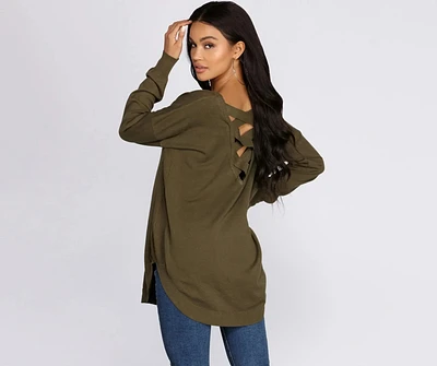 Cozy Vibes Lattice Tunic
