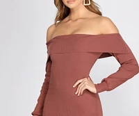 Feelin' Sweet Off Shoulder Sweater Dress