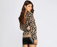 Leopard Print Wrap Sweater