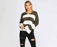 Cozy Popcorn Striped Sweater