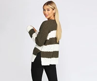 Cozy Popcorn Striped Sweater