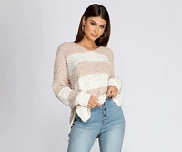 Cozy Popcorn Striped Sweater