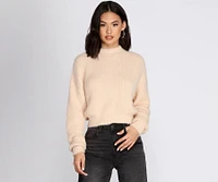 Angora Knit Mock Neck Sweater