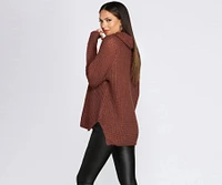 Waffle Knit Turtleneck Sweater