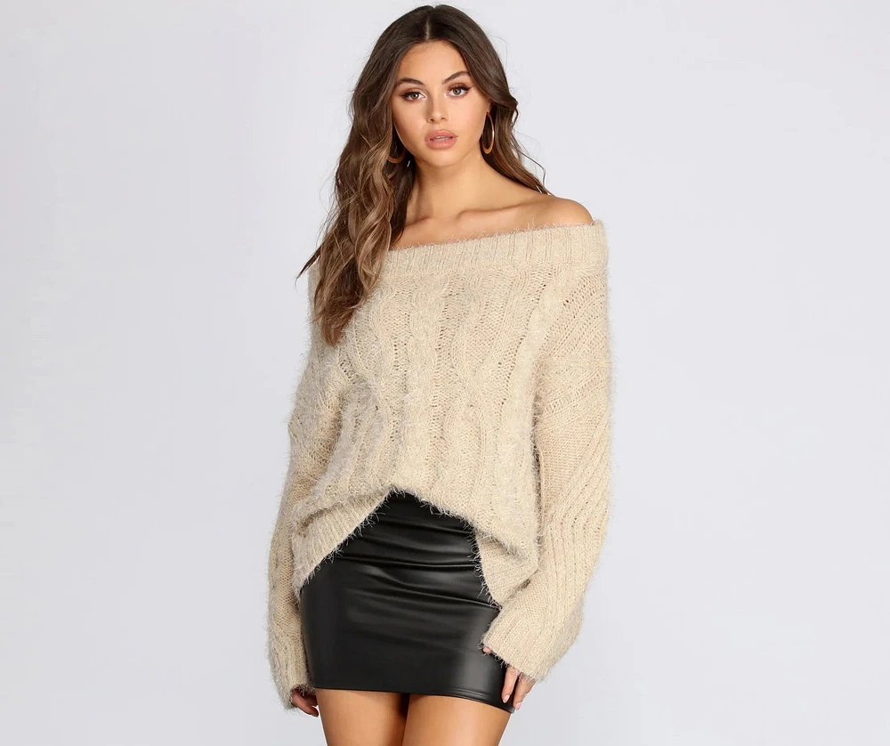 Off The Shoulder Cozy Knit Sweater
