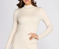 Knit Girl Mock Neck Sweater Dress
