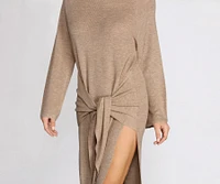 Knit Mini Tie-Waist Sweater Dress