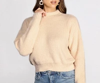 Angora Knit Mock Neck Sweater