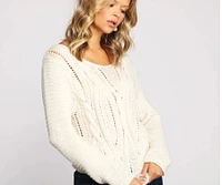 Always Cozy Cable Knit Lattice Sweater