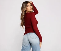 Cozy Ribbed Knit Long Sleeve Top