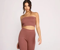Keeping Knit Casual Crop Tube Top