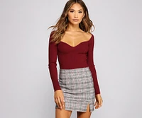 Ribbed Knit Long Sleeve Bodysuit
