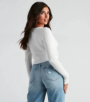 Chic Basic Button-Detail Crop Top