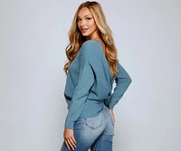 Twist And Stun Knot Back Sweater