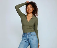 Collared and Chic Ribbed Top