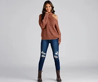 Chic Cold-Shoulder Knit Sweater
