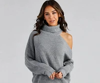 Chic Cold-Shoulder Knit Sweater