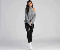 Chic Cold-Shoulder Knit Sweater