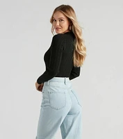Preppy Affair Henley Long Sleeve Bodysuit