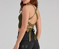 You Better Work Lace-Up Crop Top
