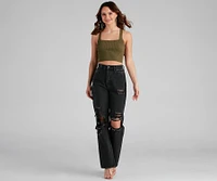 You Better Work Lace-Up Crop Top