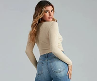 Chic Basic Button-Detail Crop Top