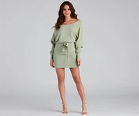 Cold Classic Dolman Sleeve Belted Sweater Dress