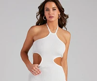 Island Tide Halter Cutout Midi Dress