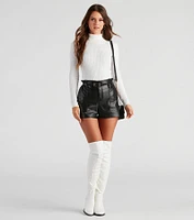 Classic Ribbed Knit Turtleneck Bodysuit