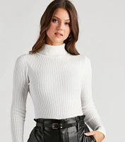 Classic Ribbed Knit Turtleneck Bodysuit