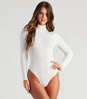 Classic Ribbed Knit Turtleneck Bodysuit