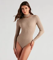 Classic Ribbed Knit Turtleneck Bodysuit