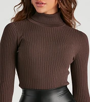 Classic Ribbed Knit Turtleneck Bodysuit