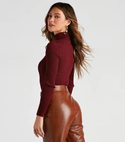 Classic Ribbed Knit Turtleneck Bodysuit