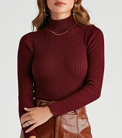 Classic Ribbed Knit Turtleneck Bodysuit