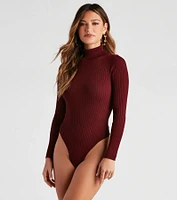 Classic Ribbed Knit Turtleneck Bodysuit