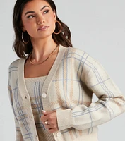 Casually Preppy Plaid Cardigan