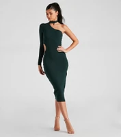 Eyes For One Shoulder Sweater Dress