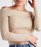 Feel The Knit Foldover Sweater Top