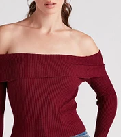 Feel The Knit Foldover Sweater Top