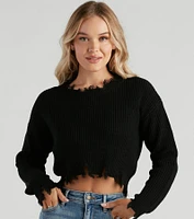 Perfect Knit Distress Crop Sweater