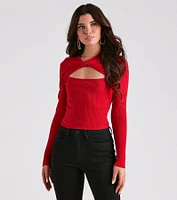 Flirty Twist-Front Cutout Crop Top