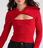 Flirty Twist-Front Cutout Crop Top