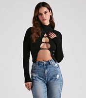 Flirty Secret Mock Neck Sweater Top