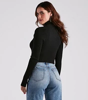 Flirty Secret Mock Neck Sweater Top