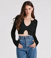 Twice The Love Rib Knit Crop Top