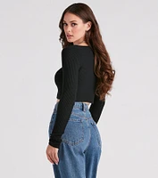 Twice The Love Rib Knit Crop Top